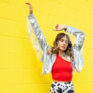Sequin Fringe Sparkle Jacket Top